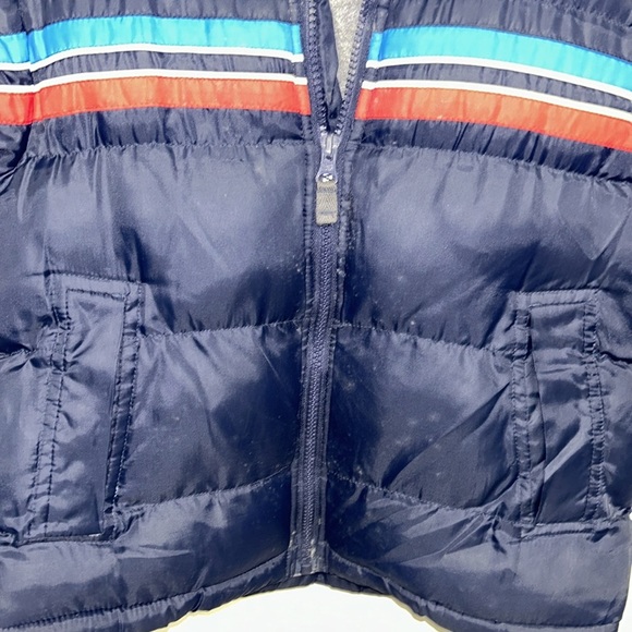 London Fog Blue With Stripe Puffer Kids Coat- M (5-6) - Picture 3 of 5
